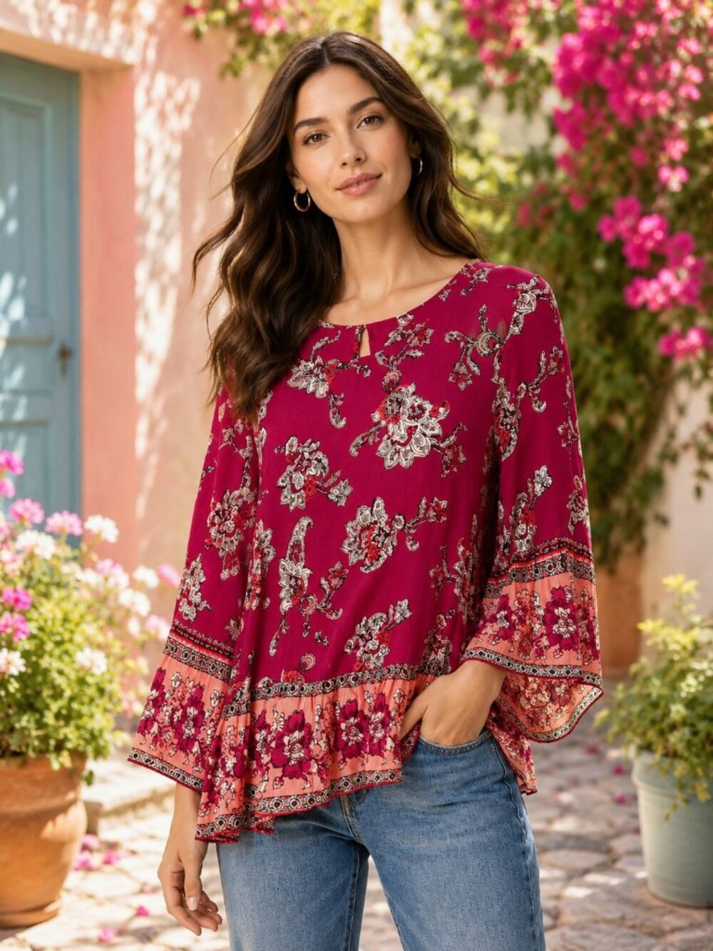 Beachlunchlounge Beach Lunch Lounge M Boho Blouse Floral Summer Flowy Indie Top
